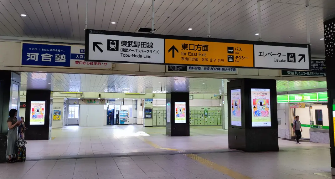 大宮駅改札口を出たら東口方面へ